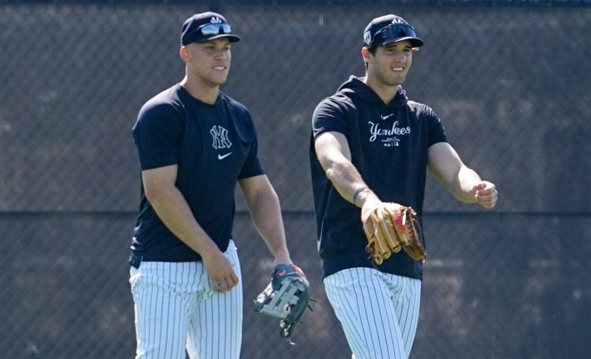 Spencer Jones is with Aaron Judge at Yankees spring training facility in Tampa 2024