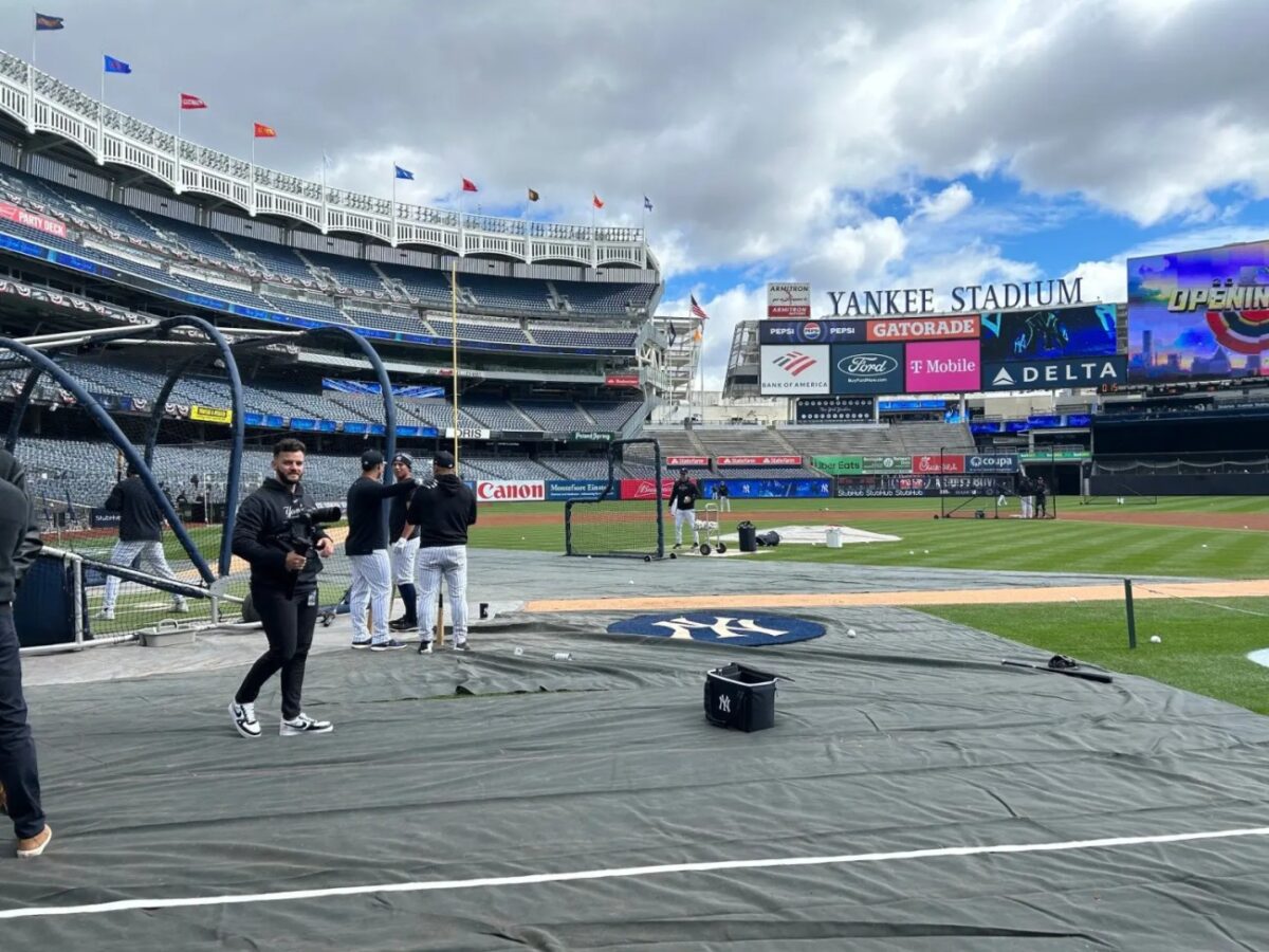 Batting practice at Yankee Stadium on the morning an earthquake hit the region prior to the Yankees’ home opener.
