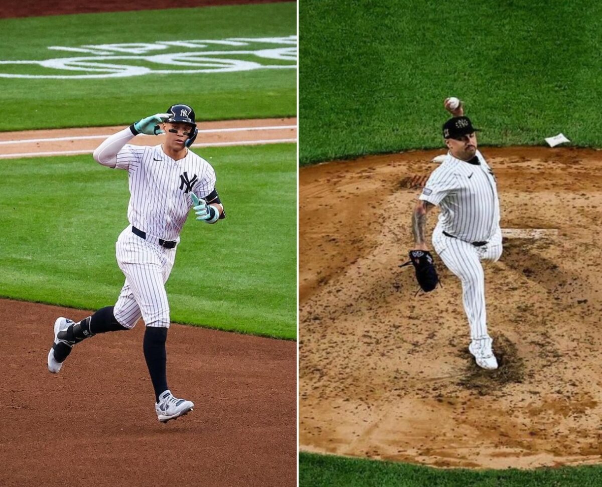 Aaron Judge and Nestor Cortes are seen in action during theYankees' 4-2 win over the White Sox on May 17, 2024, at Yankee Stadium.