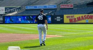 Gerrit Cole minutes before of throwing off mound during an Yankees training section, on saturday, may 5, 2024