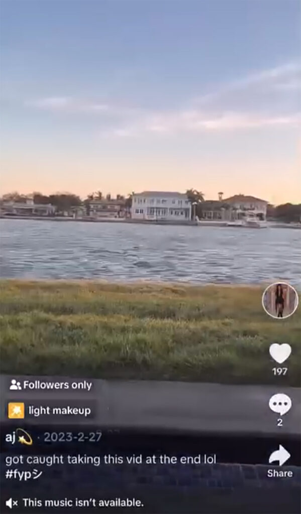 She showed the view from his waterfront home.