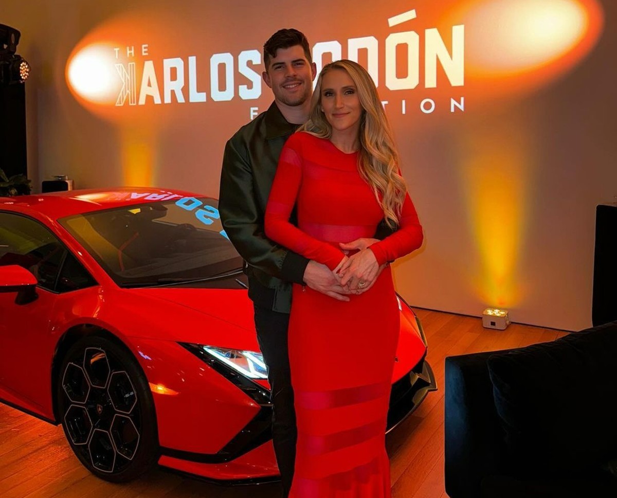 Ashley and Carlos Rodon, who recently announced the exciting launch of the ꓘarlos Rodon Foundation, seen together on 