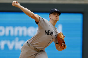 Yankees' Clarke Schmidt pitches eight scoreless innings against the Twins on May 16, 2024, at Target Field.