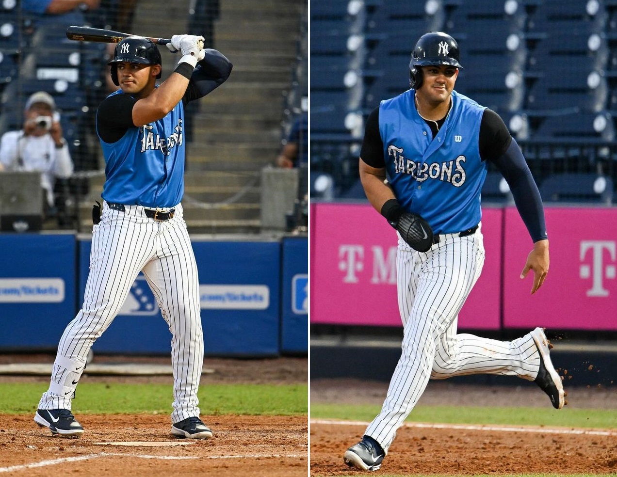 Yankees outfielder Jasson Dominguez is at his first rehab game playing for the Tarpons on May 14, 2024, in Tampa.