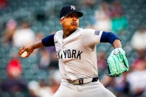 Yankees’ Marcus Stroman is pitching against the Minnesota Twins on May 15, 2024, at Target Field.