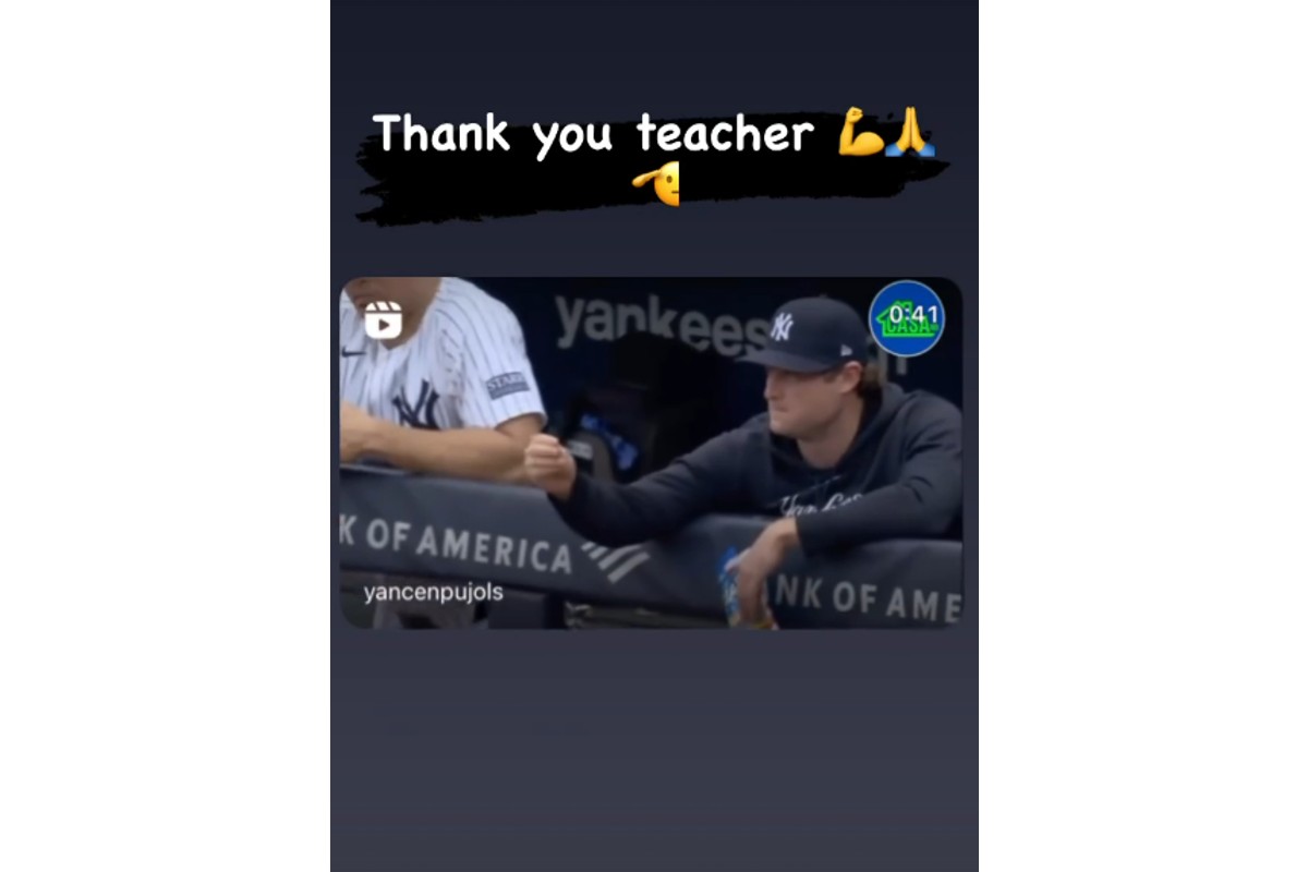 Historia de Instagram de Luis Gil de los Yankees para Cole.