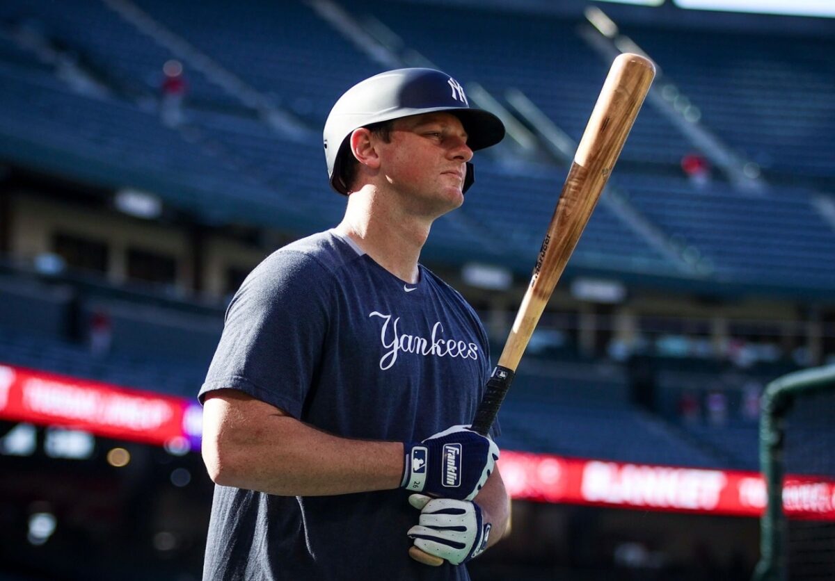 New York Yankees third baseman DJ LeMahieu is training before his season debut against the Los Angeles Angels, Tuesday, May 28, 2024, in Anaheim, Calif.