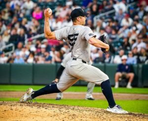 New York Yankees starting pitcher Carlos Rodon is in action against the Minnesota Twins, Tuesday, May 14, 2024, in Minneapolis.