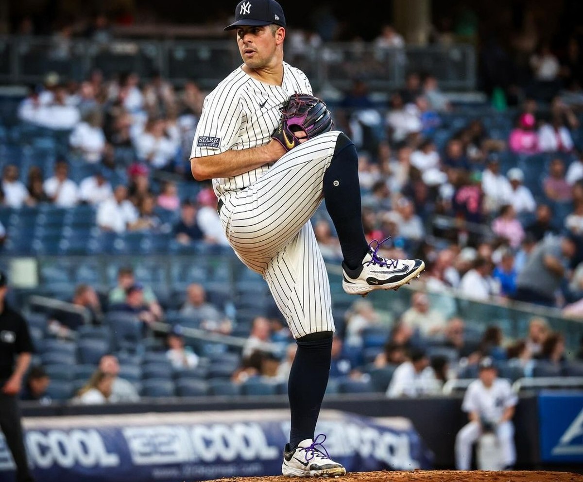 Yankees starter Carlos Rodon pitches against the Houston Astros, May 8, 2024, in New York.