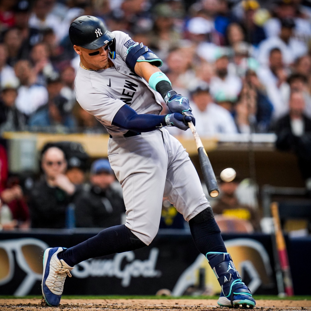 During the Yankees' 8-0 victory against the San Diego Padres on May 24, 2024, Aaron Judge was a force to be reckoned with at the plate, showcasing remarkable batting prowess.