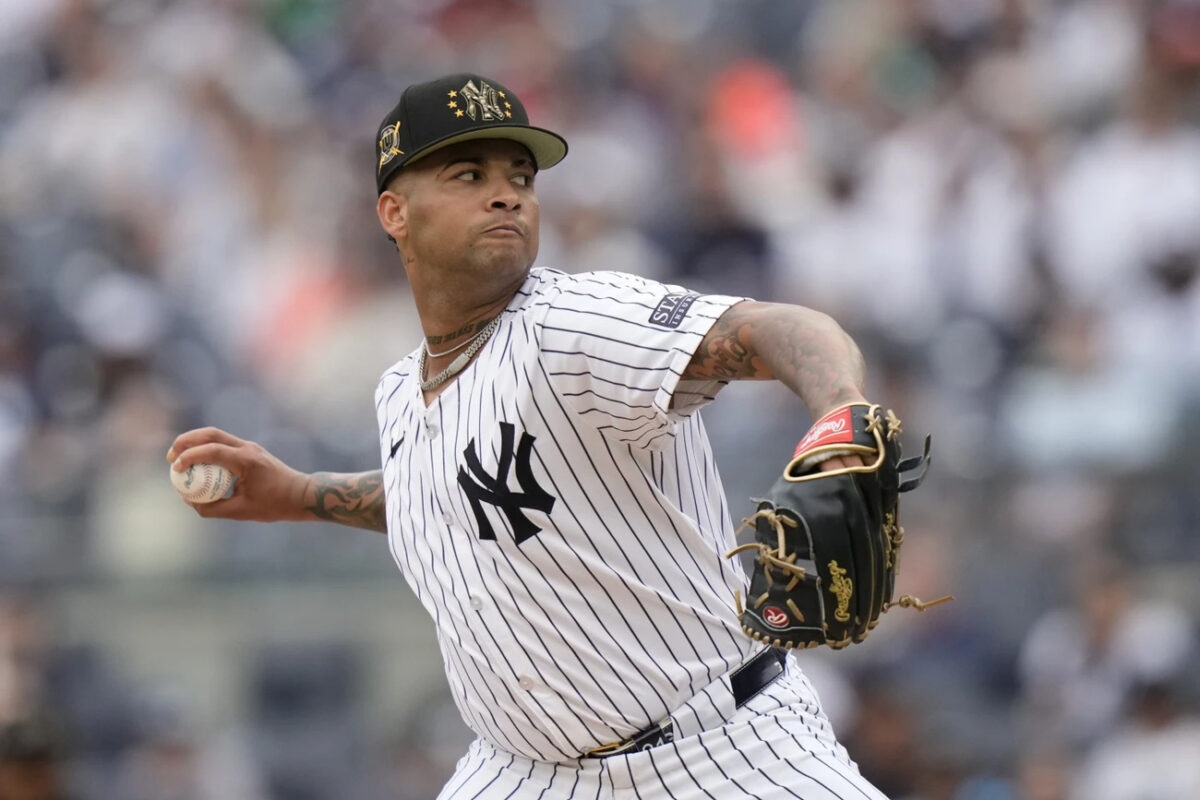 Yankees' Luis Gil in action during his 14-K's game vs. the White Sox on May 18, 2024, at Yankee Stadium.