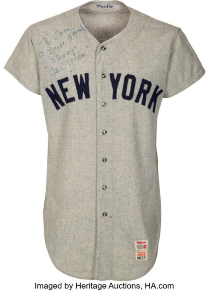 Mantle’s jersey, which he wore in his final season, is estimated to fetch $3 million.