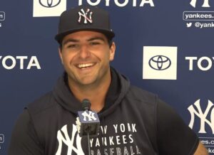 Former player of the new york yankees Mike Ford during a press conference