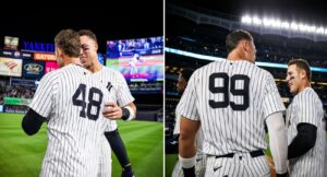 Aaron Judge and Anthony Rizzo are after the Yankees' 2-1 victory over the Detroit Tigers on Friday, May 3, 2024.