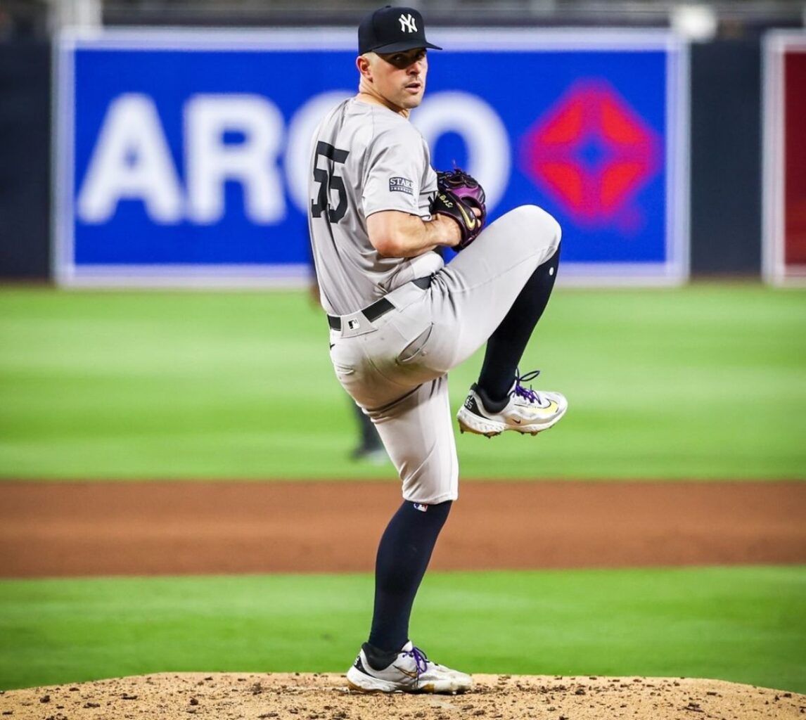 Yankees pitcher Carlos Rodon on the mound during the game against the Padres on May 24, 2024, in San Diego. 
