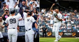 Aaron Judge, Stanton, and Luis Gil during the Yankees' 5-0 rout of the Mariners at Yankee Stadium on May 23, 2024.