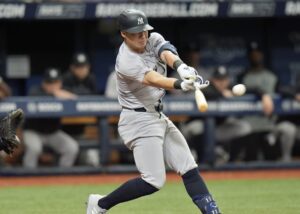 Yankees' Anthony Volpe rakes three hits against the Rays in Tropicana Field on May 11, 2024, recording his 11th multi-hit game of the season.