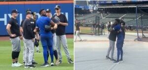 Mets pitcher Luis Severino meets his former Yankees teammates at Citi Field on June 25, 2024.