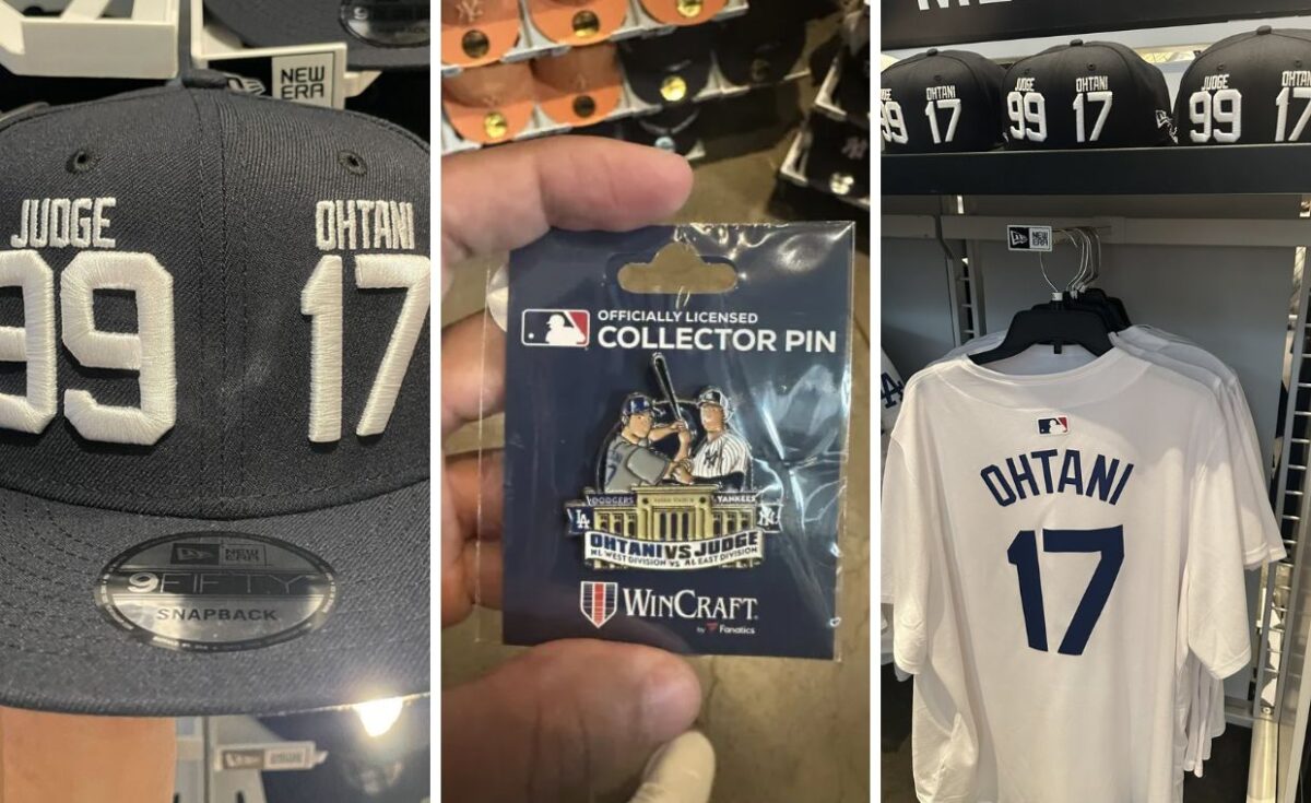 During the Yankees vs. Dodgers game on June 7, images surfaced showcasing unique merchandise at Yankee Stadium. Split caps, blending Aaron Judge and Ohtani's personas, highlighted their collective allure.
