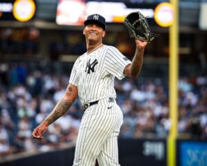 Yankees' Luis Gil is pitching against the Twins at Yankee Stadium on June 4, 2024.