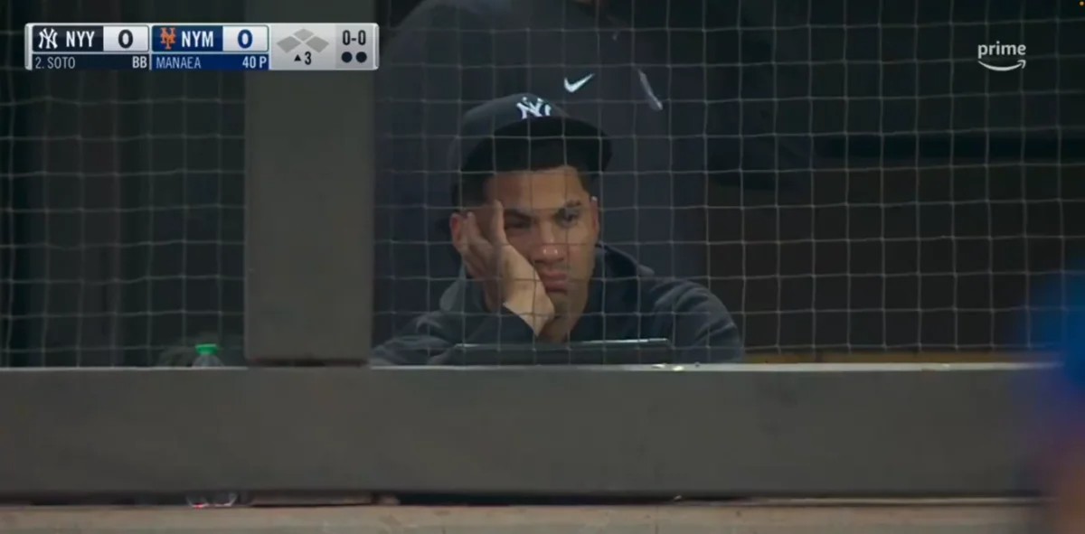 During the June 26, 2024 game at Citi Field between the New York Yankees and the Mets, Gleyber Torres stood visibly disheartened on the sidelines after not being selected to play in Wednesday's Subway Series matchup.