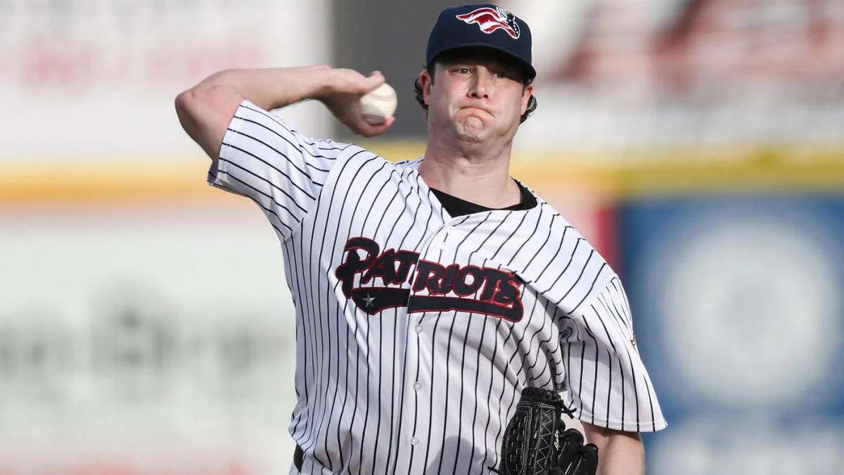 Yankees' star Gerrit Cole during a rehab game with Somerset Patriots in 2024