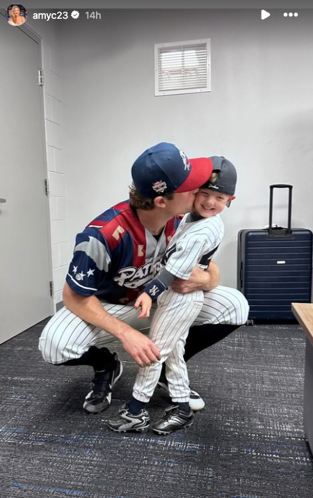 Yankees' Gerrit Cole with his son