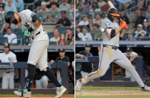 Yankees' Aaron Judge was hit by a pitch on June 18, 2024, and Orioles' Gunnar Henderson was hit next day at Yankee Stadium.