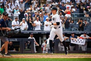 Yankees' Ben Rice has a three home run game against the Boston Red Sox at Yankee Stadium on July 6, 2024.