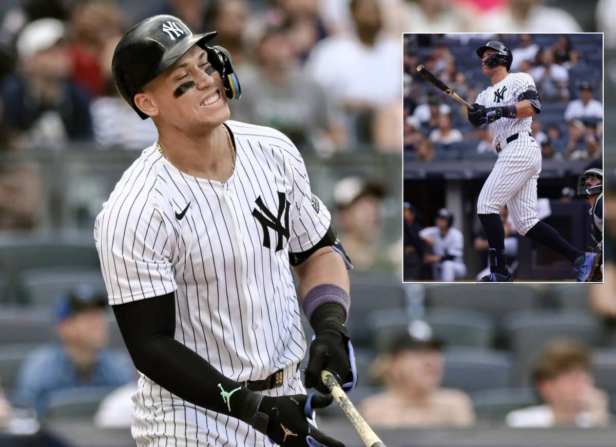Yankees' Aaron Judge hits his 35th home run of the season at Yankee Stadium vs. the Rays on July 21, 2024.