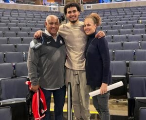 Omar Minaya and his wife Rachel are with  his son Justin in