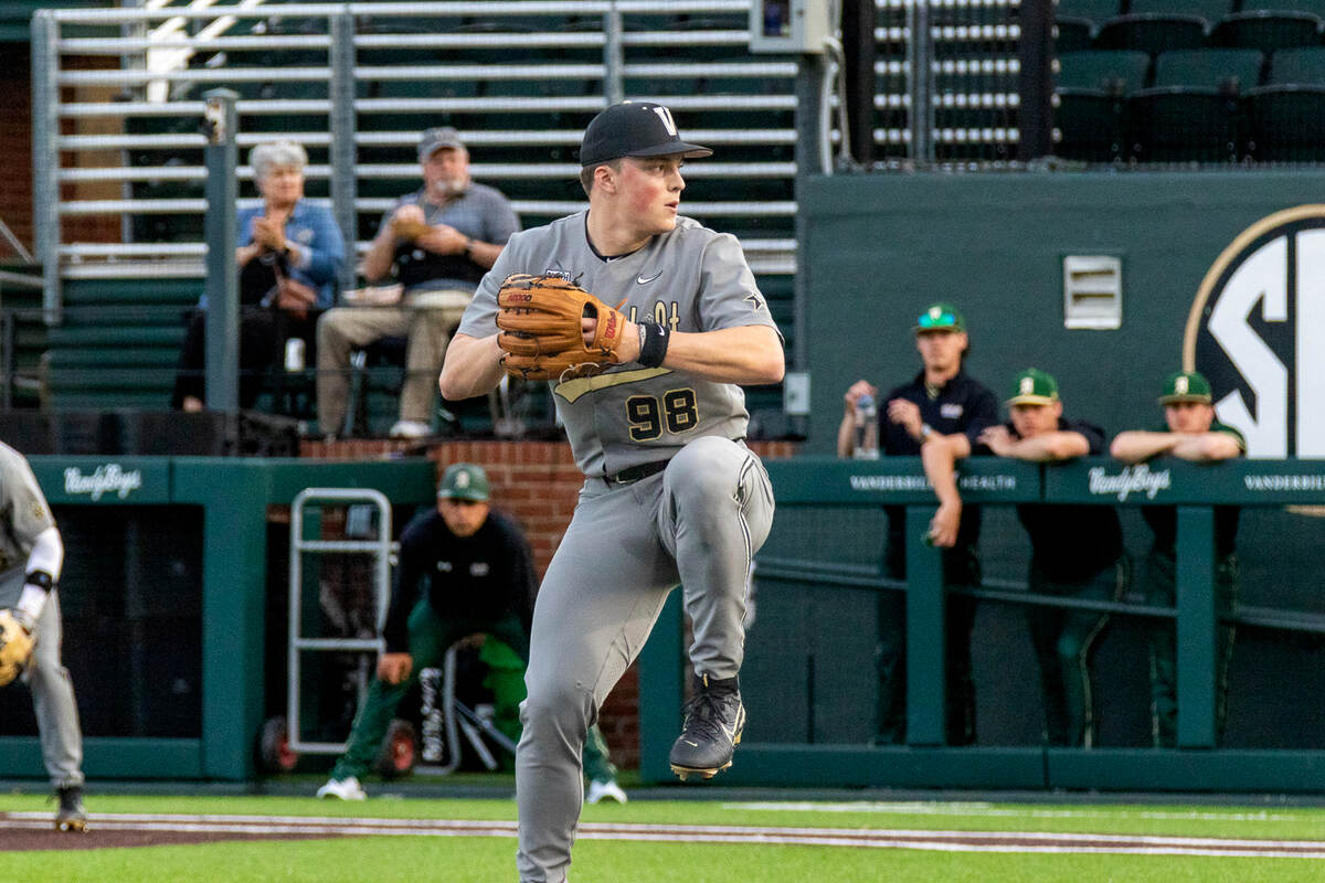 Greysen Carter pitching against UAB, as photographed on Feb. 22, 2023