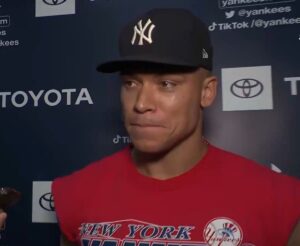 Yankees slugger Aaron Judge speaks after the loss to the Reds on July 4, 2024.