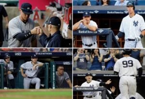 Yankees manager Joe Girardi and Aaron Judge in 2017.