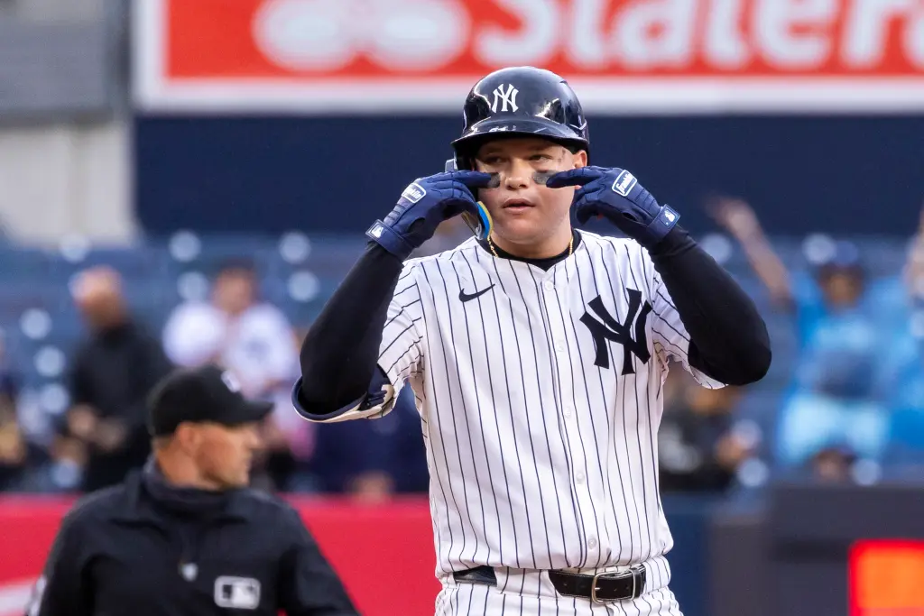 Yankees' Alex Verdugo celebrates after hitting a homer vs. The Rockies at Yankee Stadium on Aug 24, 2024.