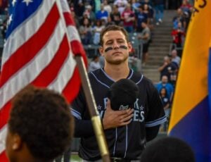 Yankees' Anthony Rizzo in Black Yankees jersey as the Somerset Patriots honor the Negro Leagues baseball team on August 30, 2024.