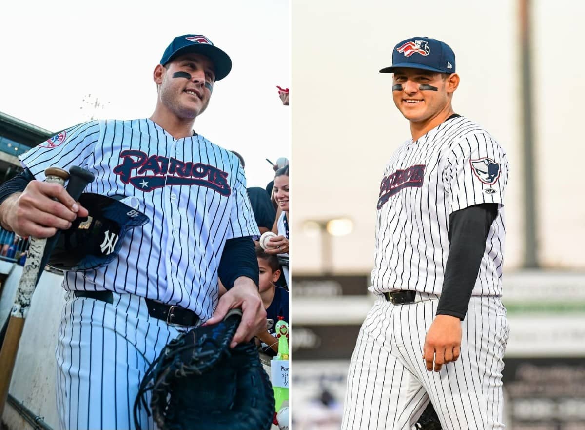 Yankees' Anthony Rizzo at a rehab game playing for the Somerset Patriots on August 27, 2024.