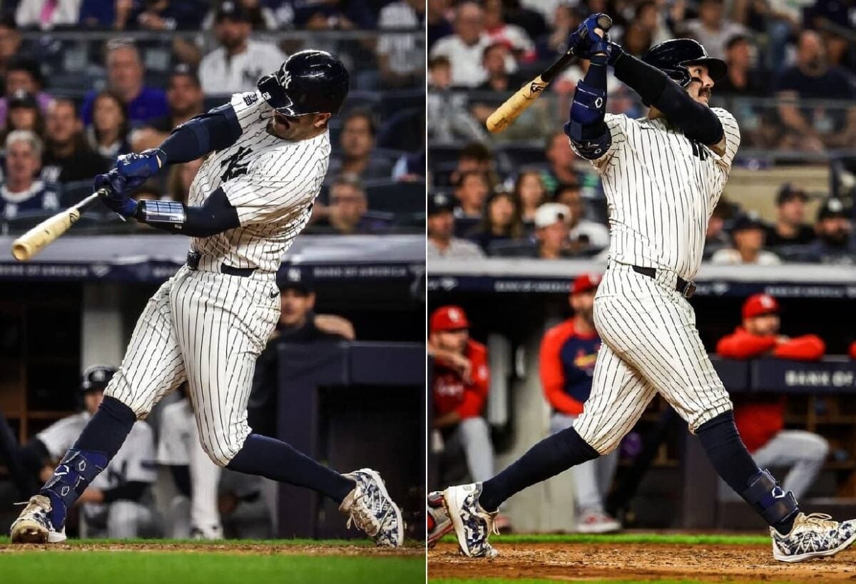 Yankees' catcher Austin Wells hammers two home runs against the Cardinals at Yankee Stadium on August 30, 2024.