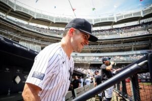 Yankees' Carlos Rodon is happy after his performance against the Blue Jays on August 3, 2024, at Yankee Stadium.