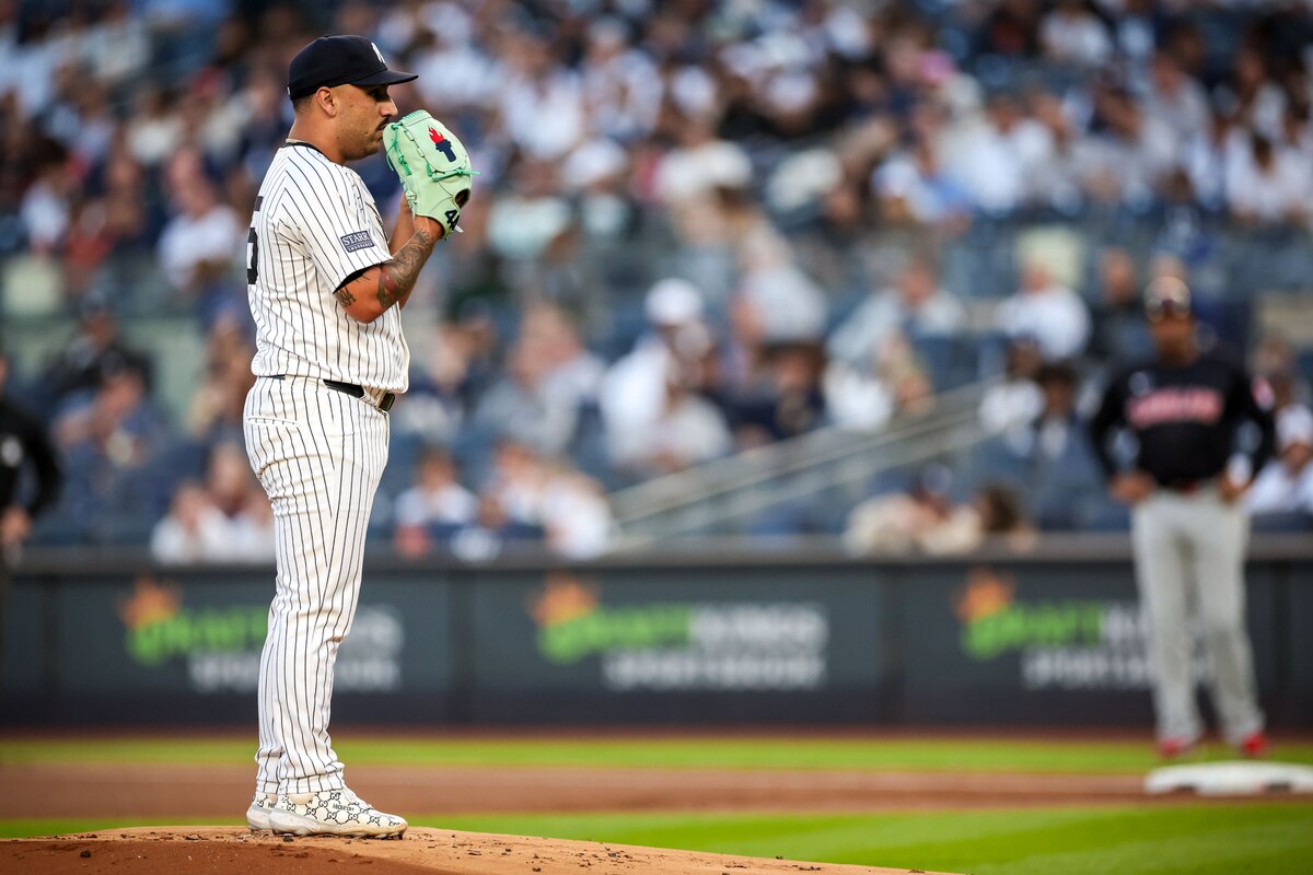 Yankees pitcher Nestor Cortes on his way to seven scoreless innings against Cleveland at Yankee Stadium on August 21, 2024.