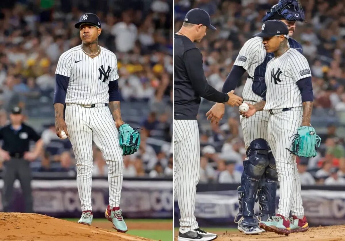 Los Yankees se ven obligados a retirar a Marcus Stroman del montículo después de que los Blue Jays le martilleasen con siete carreras en 2,2 entradas en el Yankee Stadium el 2 de agosto de 2024.