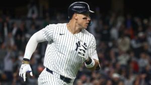 Yankees starter Aaron Judge needs five more home runs to match his career high of 62, set in 2022