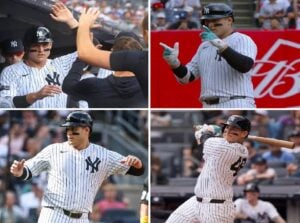 Yankees' Anthony Rizzo is in action against the Cardinals at Yankee Stadium on September 1, 2024.