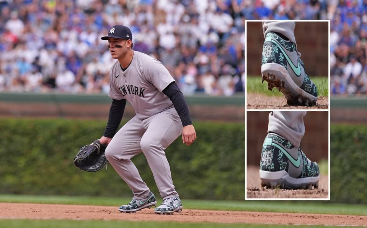 Yankees' Anthony Rizzo wears cleats with image of his dog Kevin at Wrigley Field on September 6, 2024.