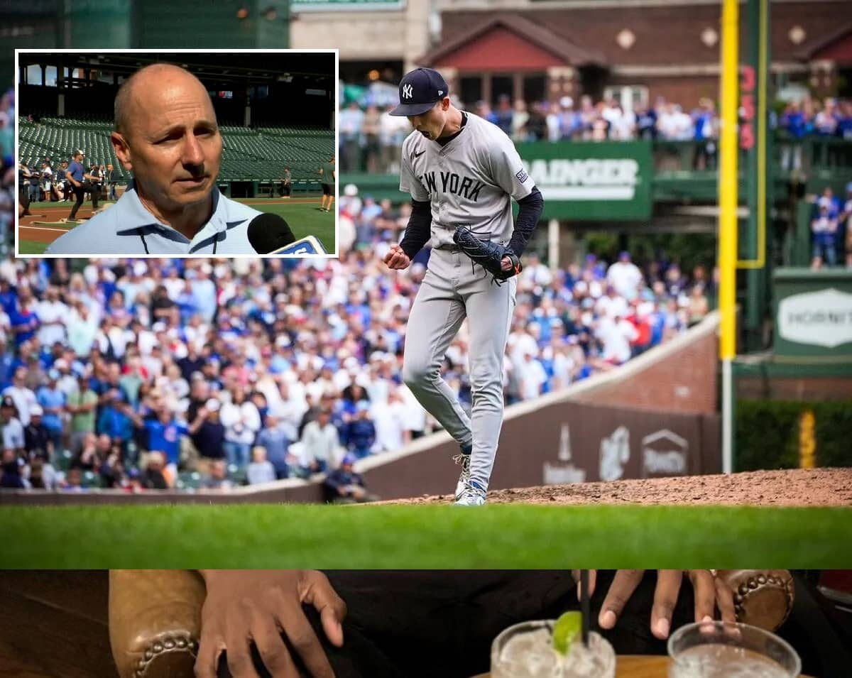 Yankees GM Brian Cashman and closer Luke Weaver at Wrigley Field on Sept. 06, 2024.