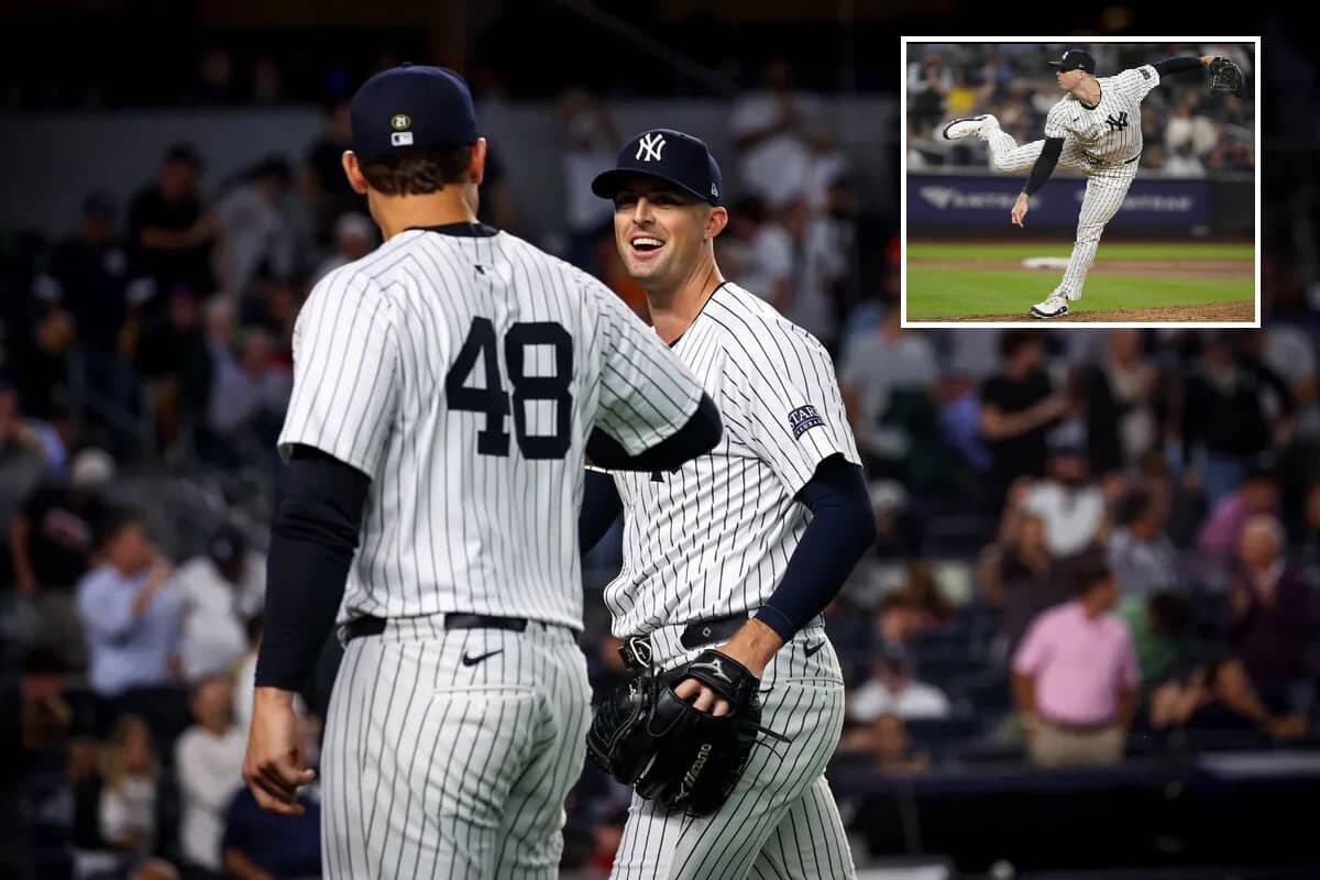 Yankees' Clay Holmes and Anthony Rizzo during the win over the Red Sox at Yankee Stadium on September 12, 2024.