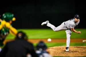 Yankees ace Gerrit Cole is on his way to deliver a 9-inning gem against the Athletics in Oakland on September 20, 2024.