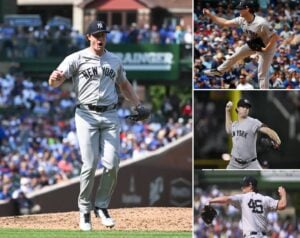 Yankees ace Gerrit Cole in action against the Cubs at Wrigley Field on September 08, 2024.