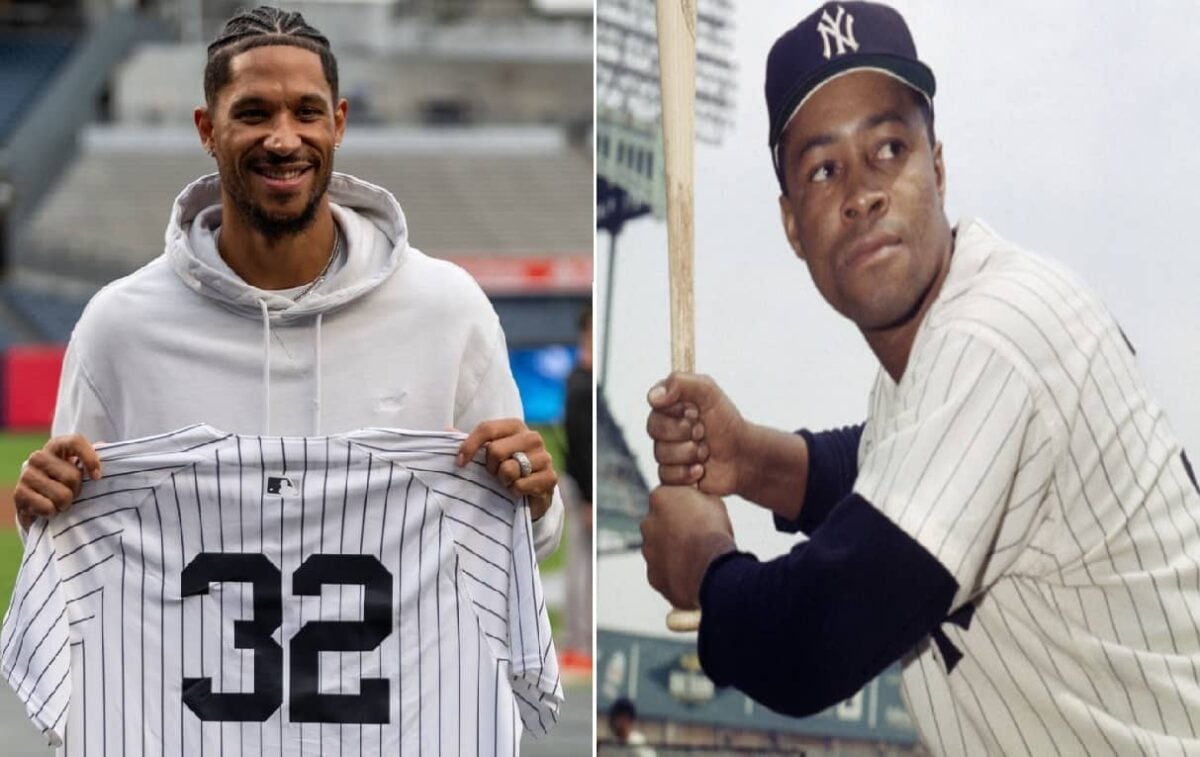 La estrella de los Knicks Josh Hart y su tío abuelo e icono de los Yankees Elston Howard.