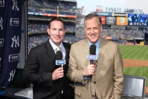 YES Network broadcasters Michael Kay and John Flaherty shared some awkward tension as the Yankees played Chicago Cubs at Wrigley Field.